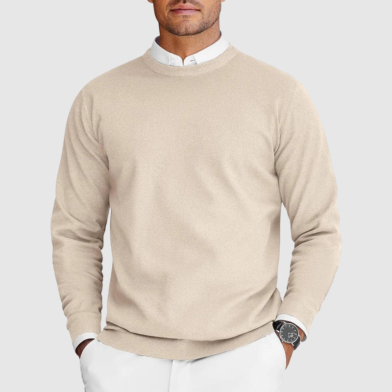 Men's Crew Neck Sweater with Long Sleeves and Regular Fit