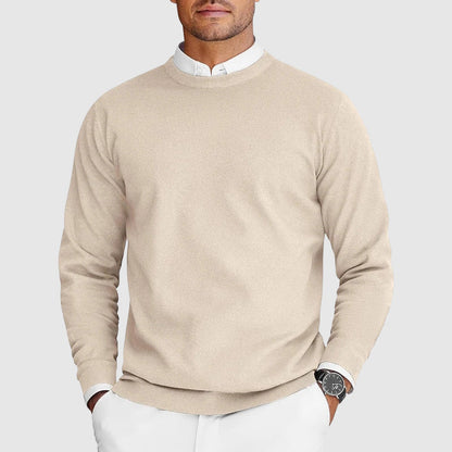 Men's Crew Neck Sweater with Long Sleeves and Regular Fit