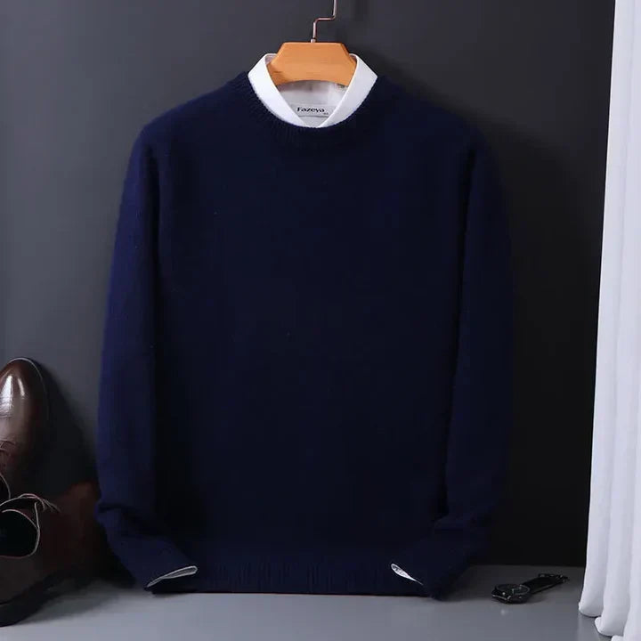 Men's Crew Neck Sweater with Long Sleeves and Regular Fit