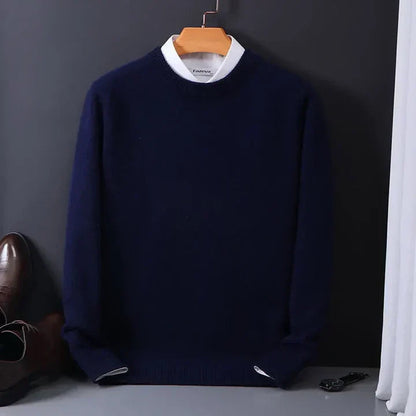 Men's Crew Neck Sweater with Long Sleeves and Regular Fit