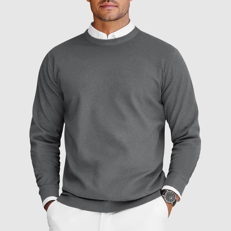Men's Crew Neck Sweater with Long Sleeves and Regular Fit