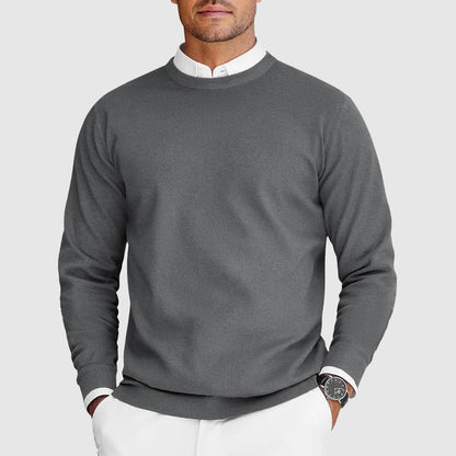Men's Crew Neck Sweater with Long Sleeves and Regular Fit