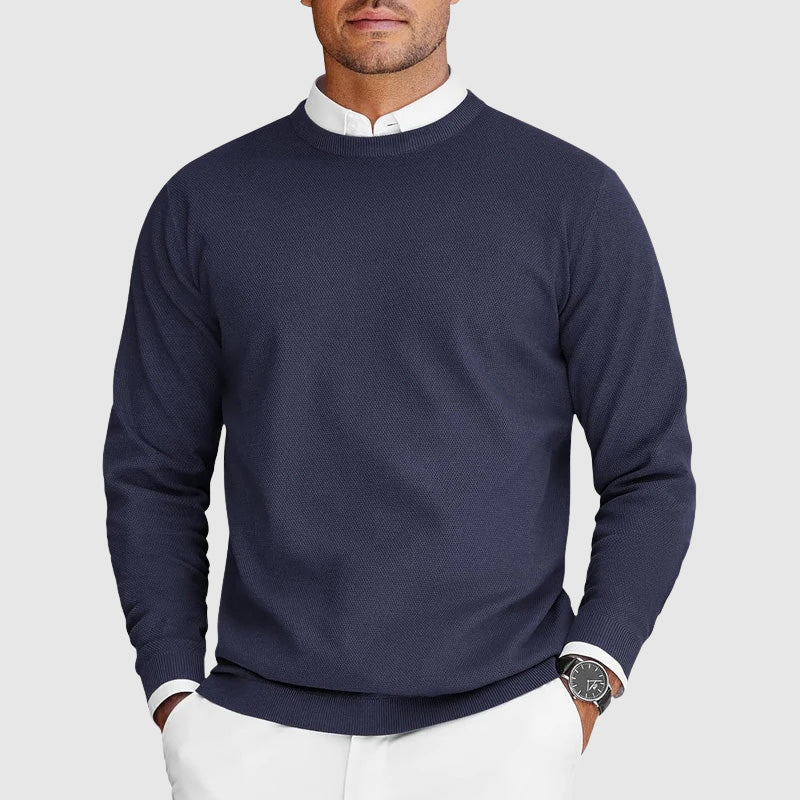 Men's Crew Neck Sweater with Long Sleeves and Regular Fit