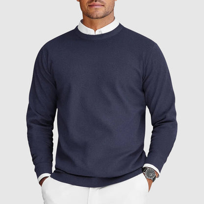 Men's Crew Neck Sweater with Long Sleeves and Regular Fit