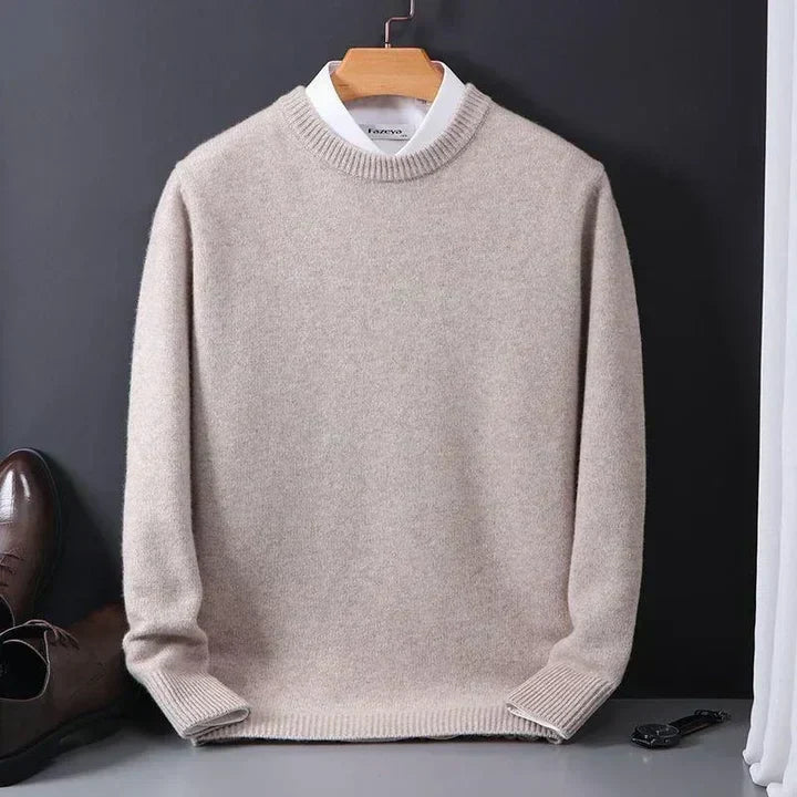 Men's Crew Neck Sweater with Long Sleeves and Regular Fit