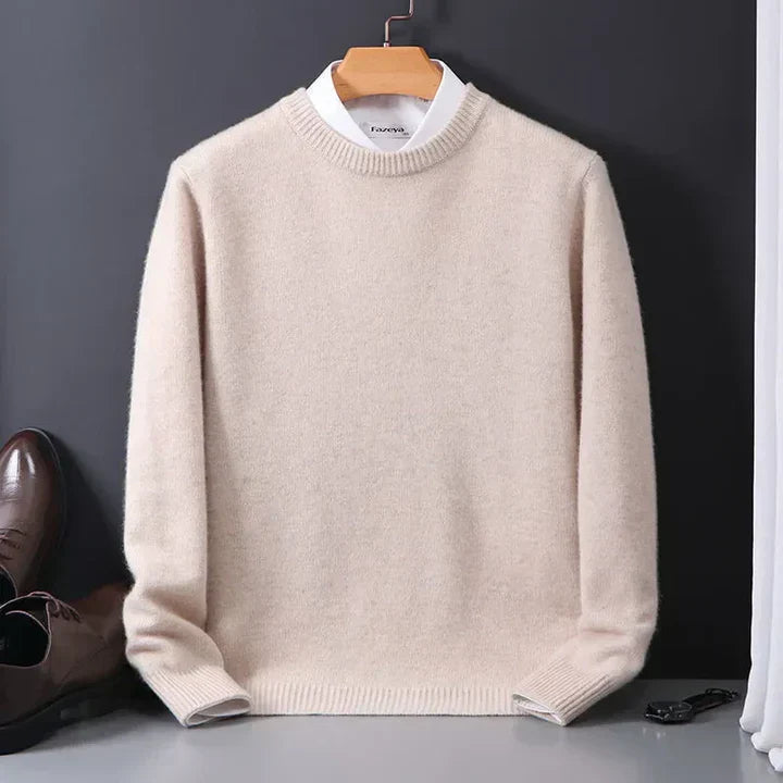 Men's Crew Neck Sweater with Long Sleeves and Regular Fit