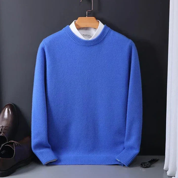 Men's Crew Neck Sweater with Long Sleeves and Regular Fit