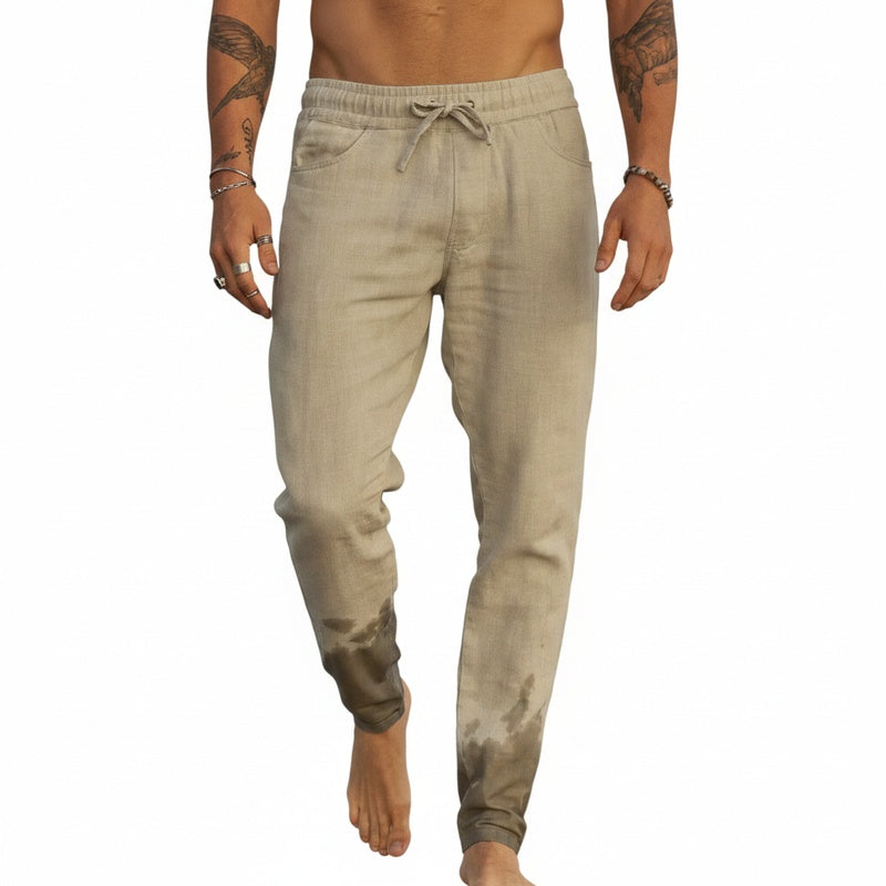 Men's Drawstring Trousers with Elastic Waist and Tapered Leg