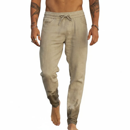 Men's Drawstring Trousers with Elastic Waist and Tapered Leg