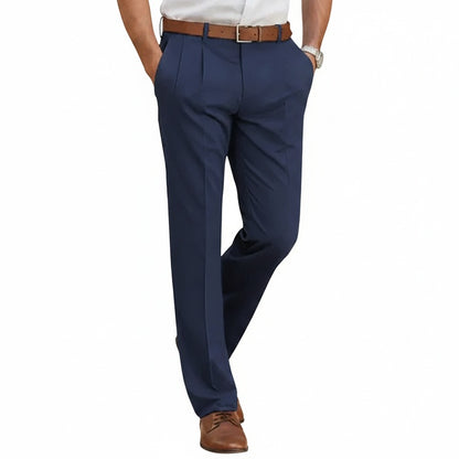 Men's Dress Pants Regular Fit with Pleats and Belt Loops