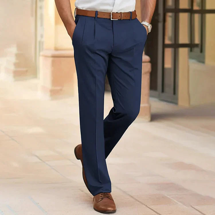 Men's Dress Pants Regular Fit with Pleats and Belt Loops