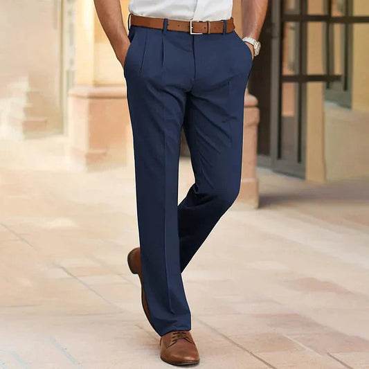 Men's Dress Pants Regular Fit with Pleats and Belt Loops
