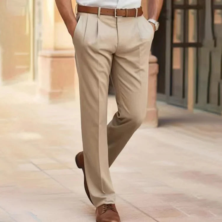 Men's Dress Pants Regular Fit with Pleats and Belt Loops