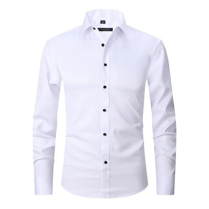 Men's Dress Shirt Long Sleeve with Pointed Collar and Button Front Slim Fit