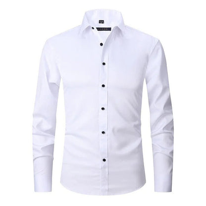 Men's Dress Shirt Long Sleeve with Pointed Collar and Button Front Slim Fit