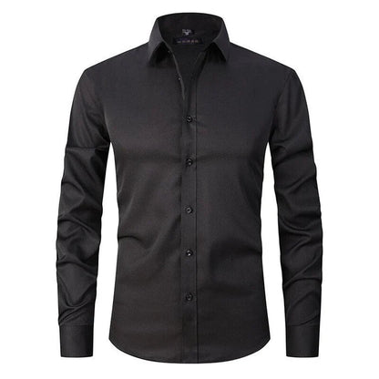 Men's Dress Shirt Long Sleeve with Pointed Collar and Button Front Slim Fit