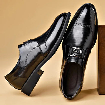 Men's Dress Shoes Slip-On with Metal Buckle and Pointed Toe