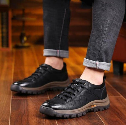 Men's Faux Leather Lace-Up Shoes with Orthopaedic Support and Chunky Sole