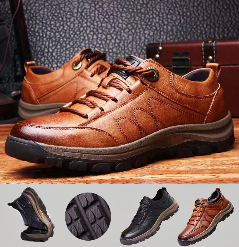 Men's Faux Leather Lace-Up Shoes with Orthopaedic Support and Chunky Sole
