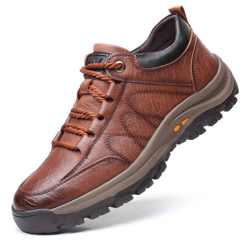 Men's Faux Leather Lace-Up Shoes with Orthopaedic Support and Chunky Sole