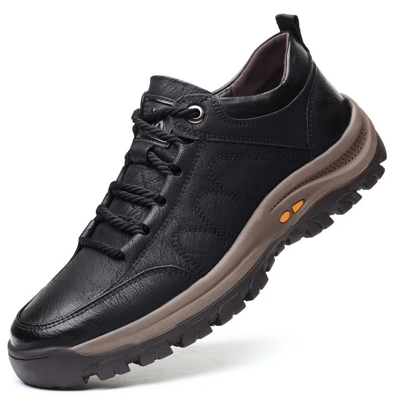 Men's Faux Leather Lace-Up Shoes with Orthopaedic Support and Chunky Sole