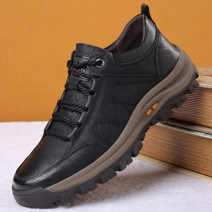 Men's Faux Leather Lace-Up Shoes with Orthopaedic Support and Chunky Sole