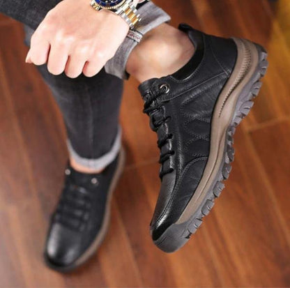 Men's Faux Leather Lace-Up Shoes with Orthopaedic Support and Chunky Sole
