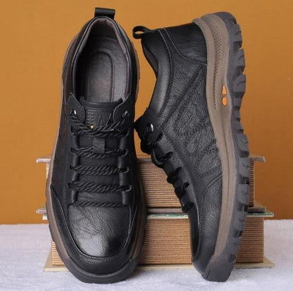 Men's Faux Leather Lace-Up Shoes with Orthopaedic Support and Chunky Sole
