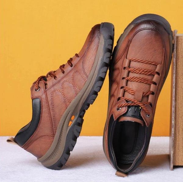 Men's Faux Leather Lace-Up Shoes with Orthopaedic Support and Chunky Sole