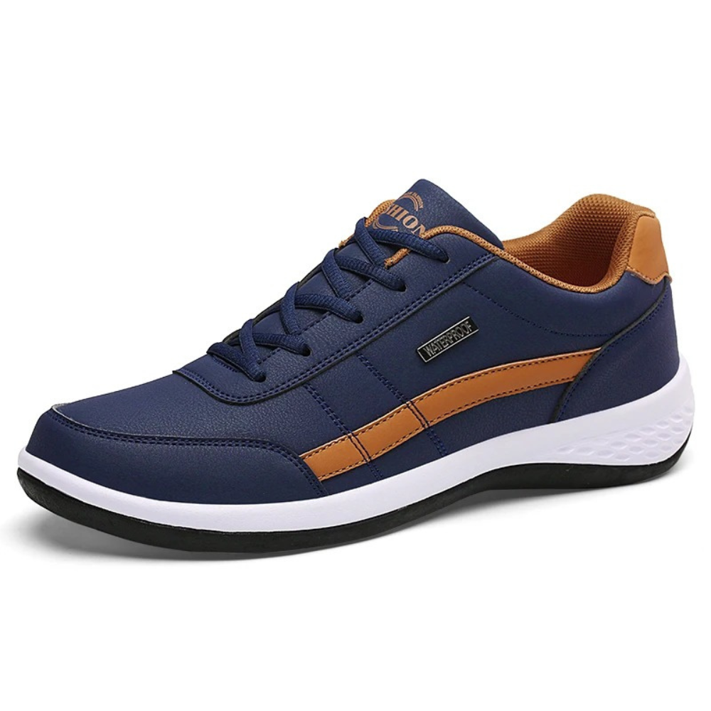 Men's Faux Leather Sneakers with Lace-Up Closure and Non-Slip Sole