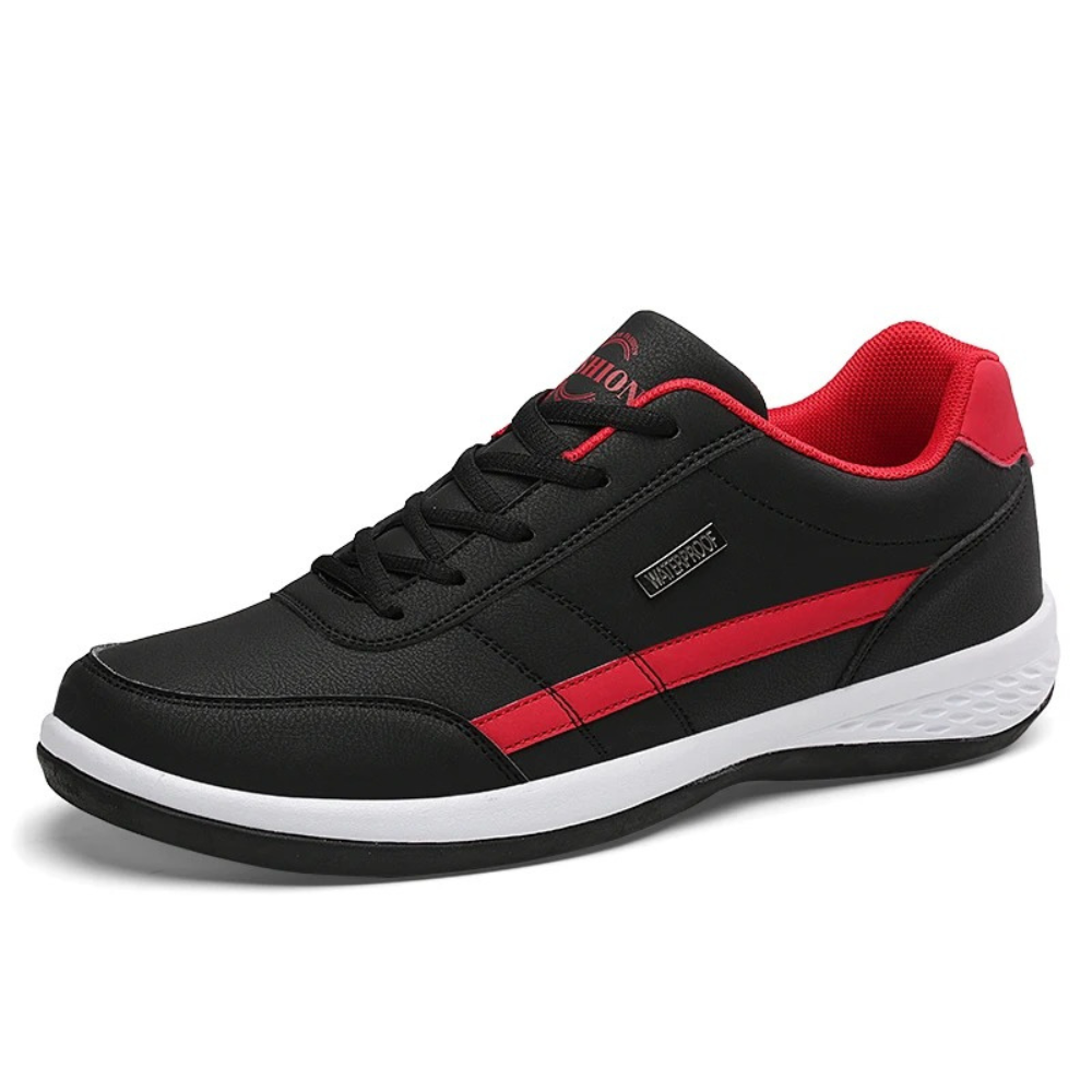 Men's Faux Leather Sneakers with Lace-Up Closure and Non-Slip Sole