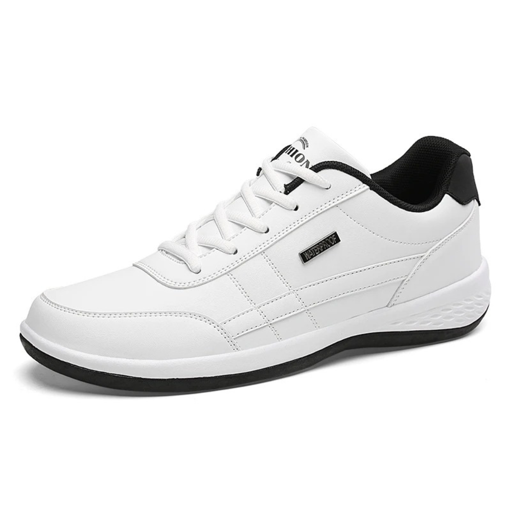 Men's Faux Leather Sneakers with Lace-Up Closure and Non-Slip Sole