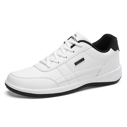 Men's Faux Leather Sneakers with Lace-Up Closure and Non-Slip Sole