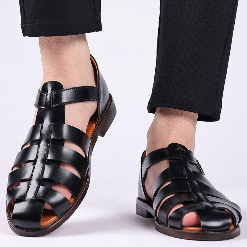 Men's Gladiator Sandals with Buckle Strap and Open Toe