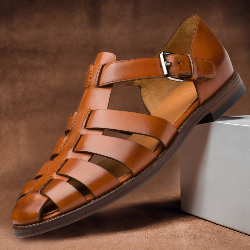 Men's Gladiator Sandals with Buckle Strap and Open Toe