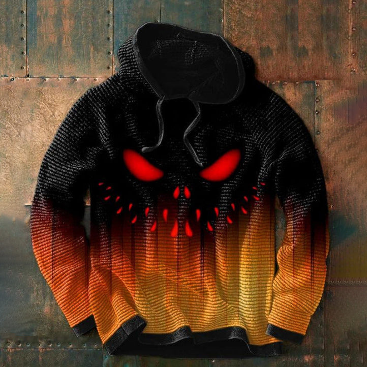Men's Graphic Hoodie with Long Sleeves and Halloween Print