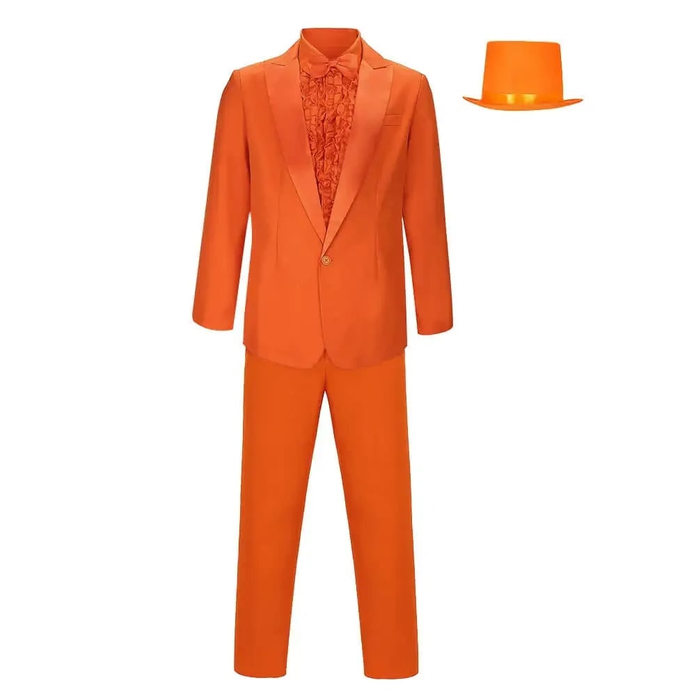 Men's Halloween Tuxedo Costume Set with Ruffled Shirt, Bow Tie and Top Hat