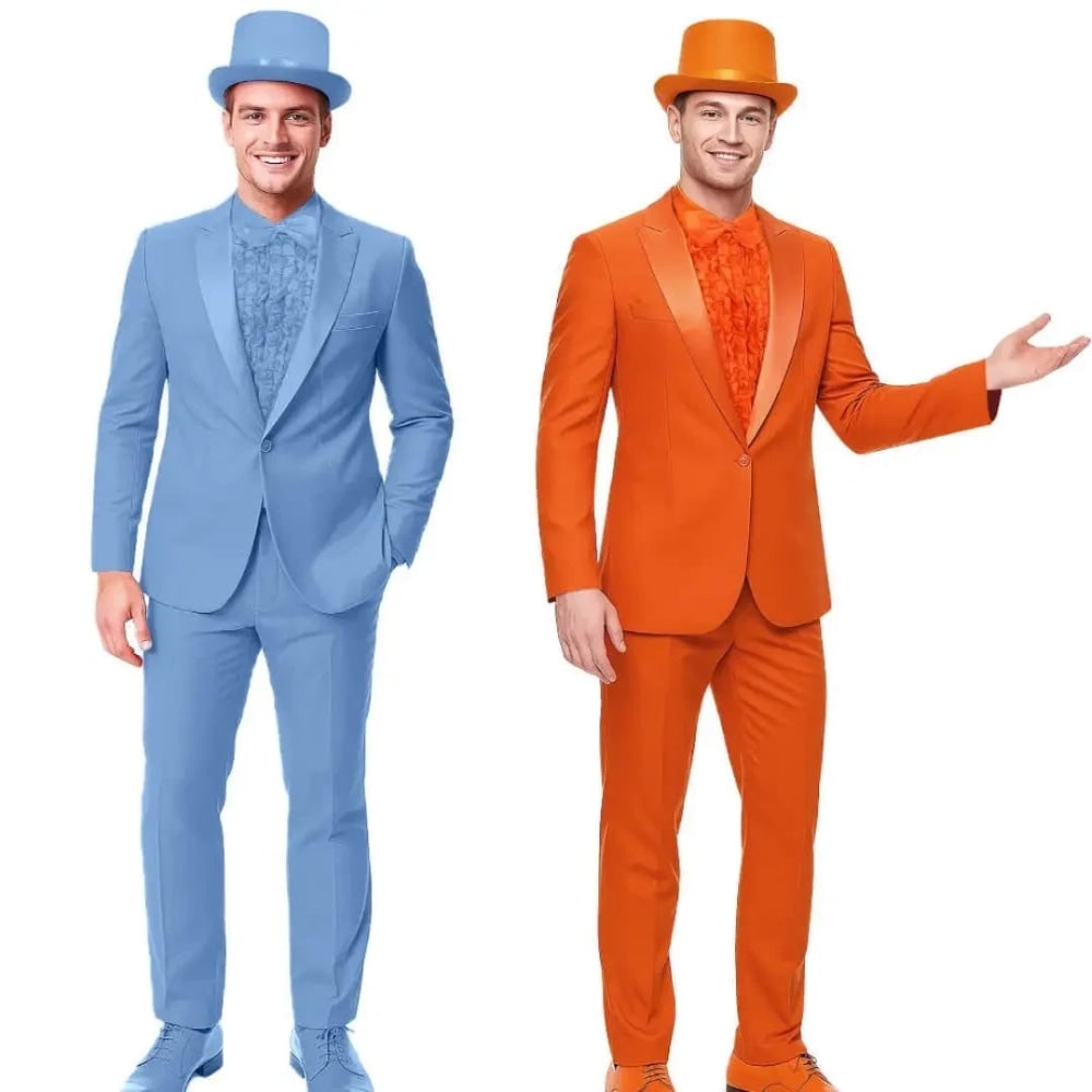 Men's Halloween Tuxedo Costume Set with Ruffled Shirt, Bow Tie and Top Hat