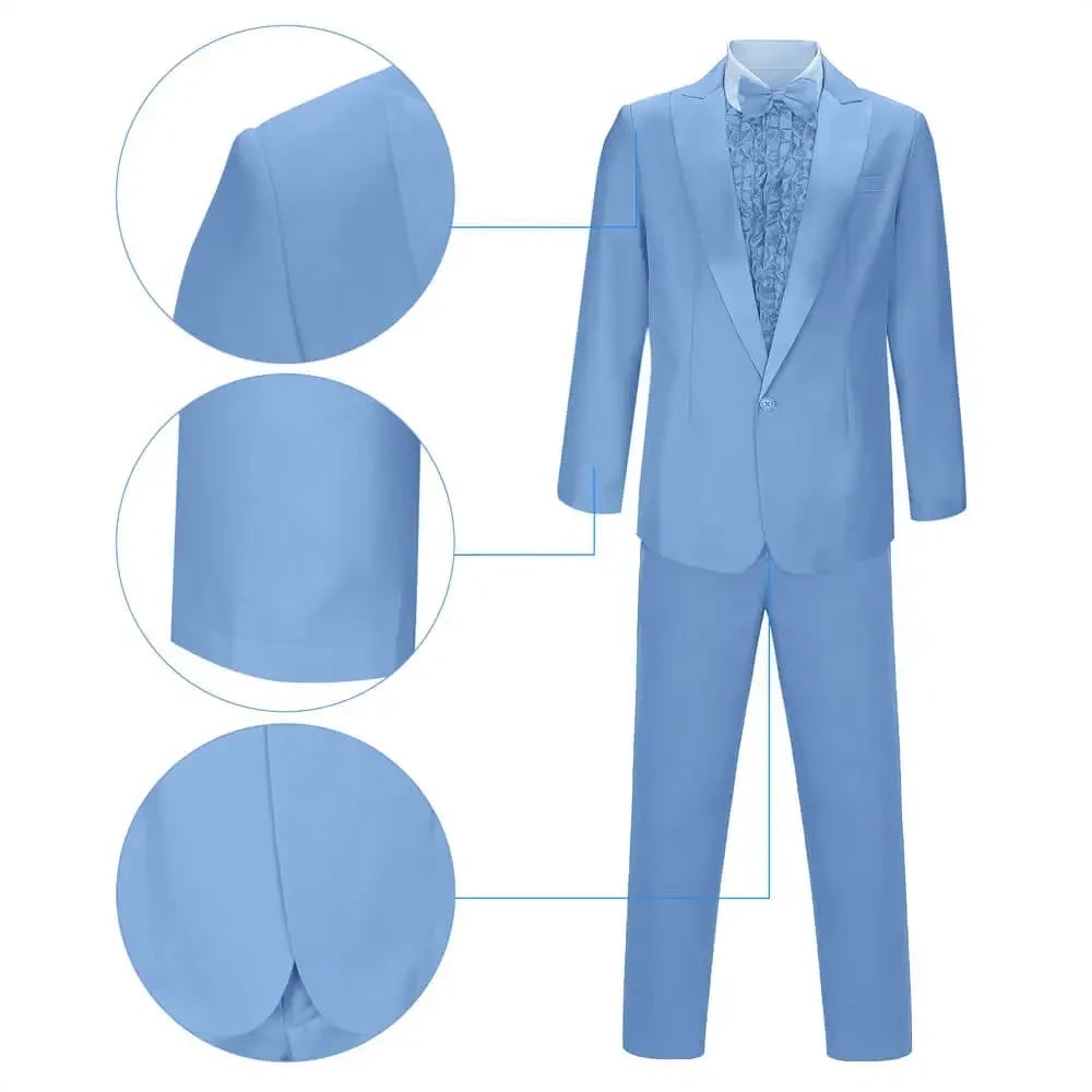 Men's Halloween Tuxedo Costume Set with Ruffled Shirt, Bow Tie and Top Hat