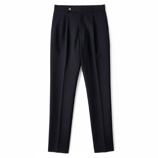 Men's High-Waist Pleated Dress Pants with Slim Fit