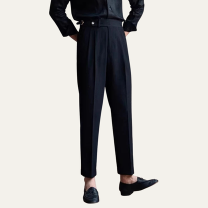 Men's High-Waist Pleated Dress Pants with Slim Fit