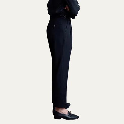Men's High-Waist Pleated Dress Pants with Slim Fit