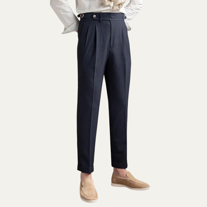 Men's High-Waist Pleated Dress Pants with Slim Fit