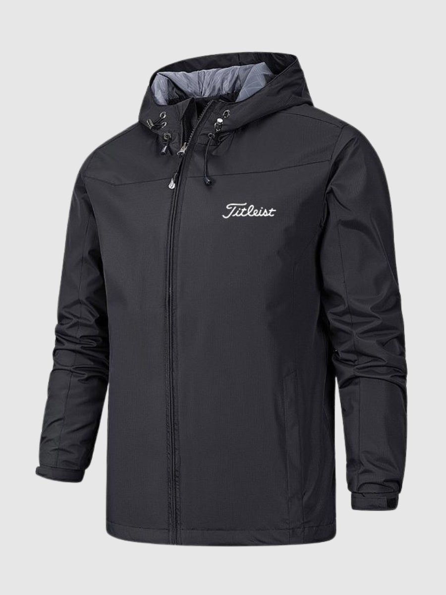 Men's Hooded Outdoor Jacket with Full Zip and Adjustable Hood