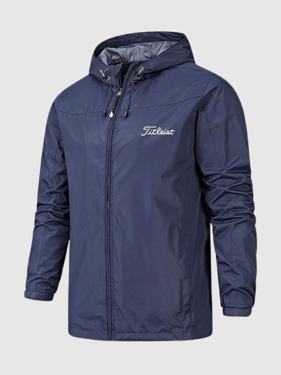 Men's Hooded Outdoor Jacket with Full Zip and Adjustable Hood
