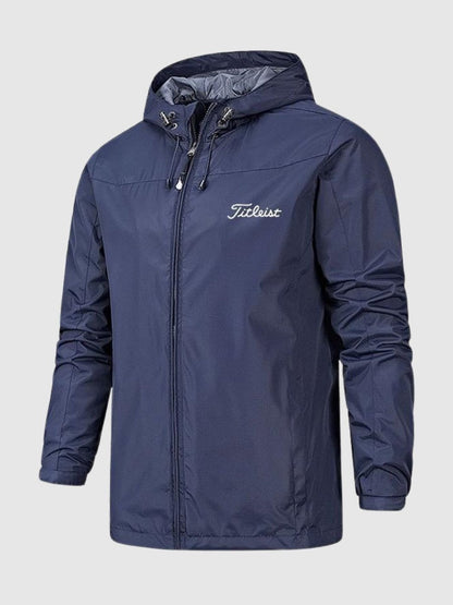 Men's Hooded Outdoor Jacket with Full Zip and Adjustable Hood