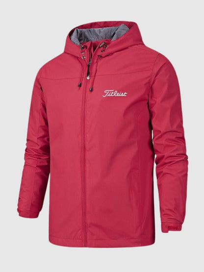 Men's Hooded Outdoor Jacket with Full Zip and Adjustable Hood