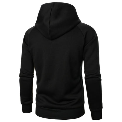 Men's Hoodie with Crossover Hood, Diagonal Zip and Raglan Sleeves