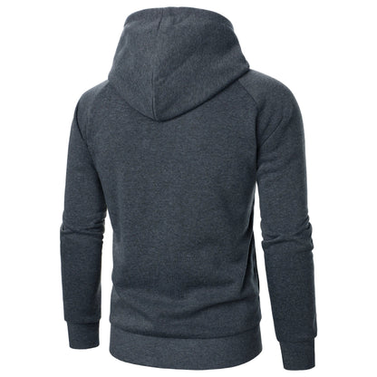 Men's Hoodie with Crossover Hood, Diagonal Zip and Raglan Sleeves