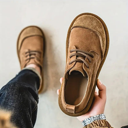 Men's Lace-Up Oxford Shoes with Round Toe and Chunky Sole